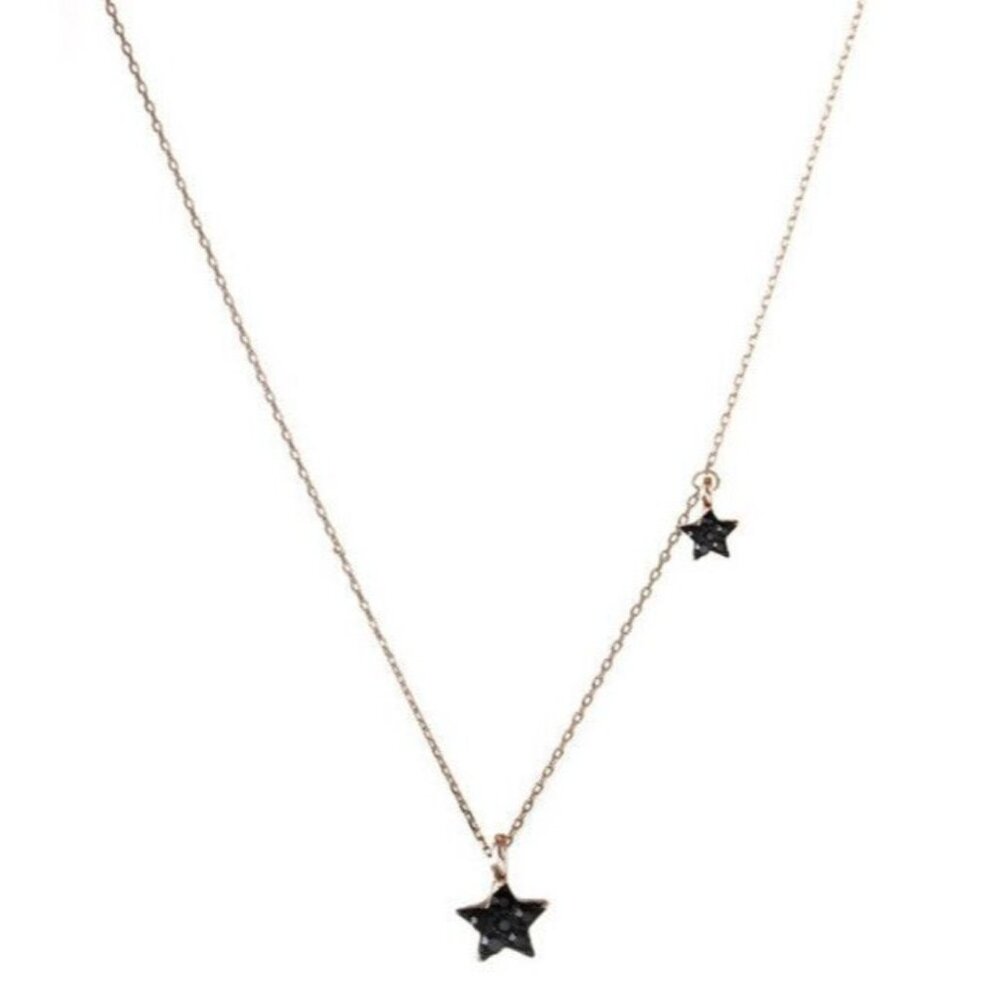 Two Star Black Resin Mini Me Gold Tone Adjustable Zinc Alloy Chain Necklace New